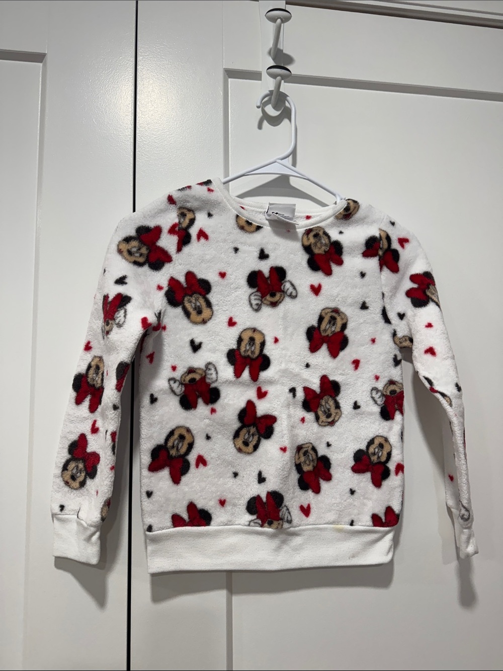 Girls' Minnie Mouse Fleece Sweatshirt - White & Red